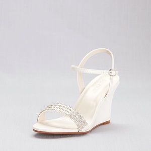 David’s Bridal Crystal Quarter-Strap Wedges